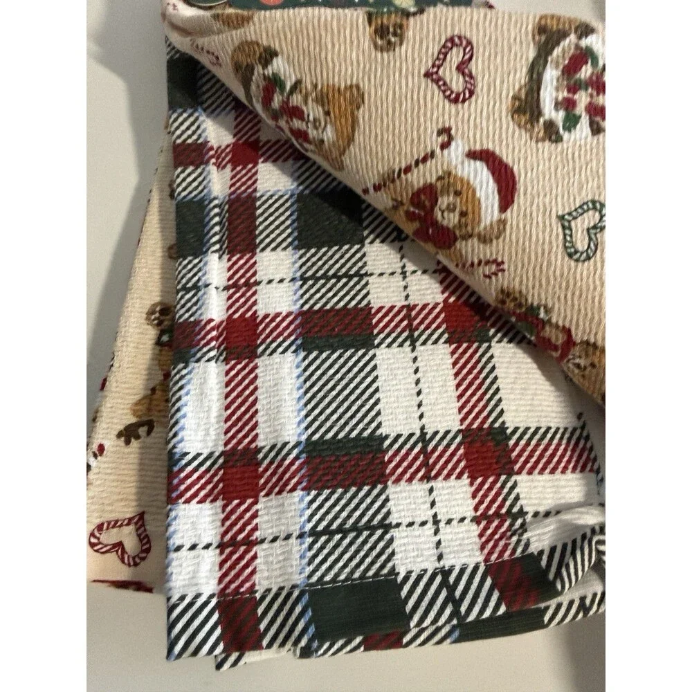Envogue Christmas Teddy Bears Dish Kitchen Towels 100% Cotton Set of 3